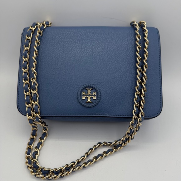 Tory Burch Handbags - Tory Burch Kira Pebbled Leather Convertible Crossbody Shoulder‎ Bag Blue